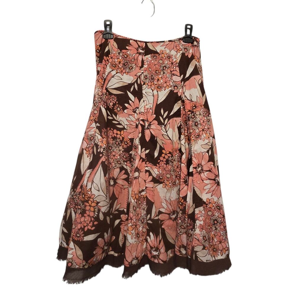 APT. 9 Floral Flared Swing Skirt Womens Sz 4 Pink Brown Boho Cottage Peasant EUC